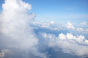 Blue Sky and Fluffy White Clouds from Above