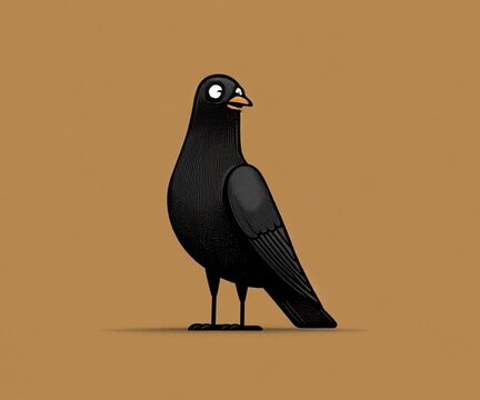 cartoon of a minimalism funny blackbird - generative ai