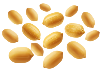 A collection of peanuts isolated on transparent background
