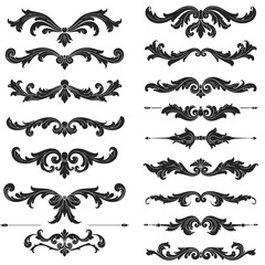 Ornamental black vintage frame elements in decorative style  