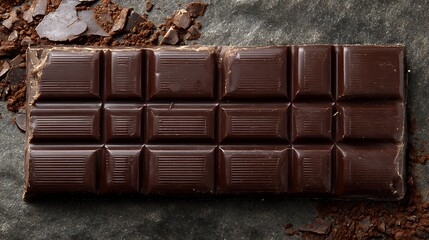 Obraz premium Dark chocolate bar cracked in clean symmetry