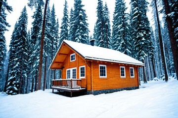 冬, 雪, 家, 風景, 木, 寒い, 森, クリスマス, くつろいで, 船室, コテージ, 山, 自然,