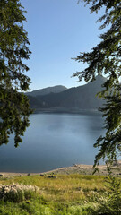 Serene lake view surrounded by mountains