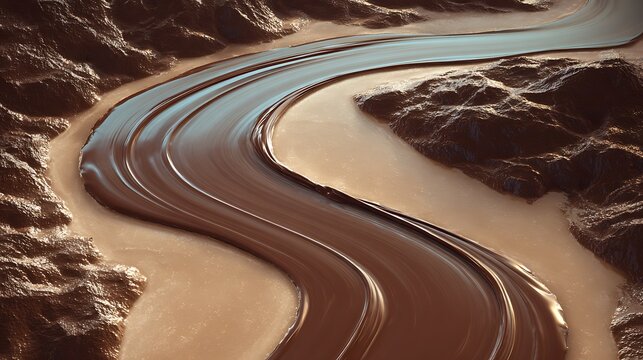 Silky chocolate river with velvet shadows