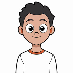 A cheerful cartoon boy with a friendly smile, isolated on white background