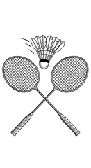 Badminton rackets and shuttlecock isolated on white background