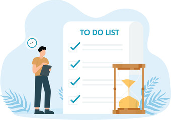 To do list  and People do tasks and check schedules. people do tasks and check schedules, Style for posters and banners of websites and time concept
