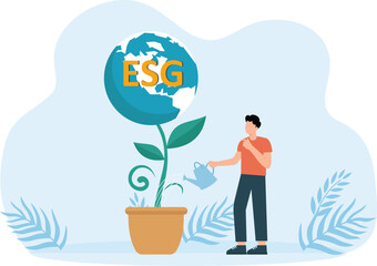 Business ESG or ecology problem, business invest energy sources. Preserving resources of planet concept
