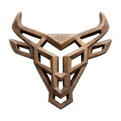 Geometric Bull Head Sculpture Isolated on Transparent Background
