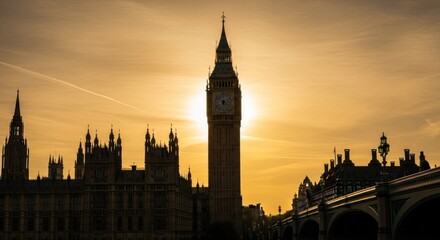 Fototapeta premium Silhouette of Big Ben at sunset (2)
