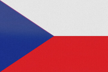 Stylized rendering of the Czech Republic flag in a wavy pattern, creating a sense of movement and visual interest, using the traditional colors of blue, white, and red in a modern
