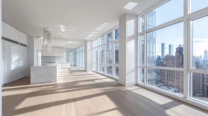 Fototapeta premium Modern apartment with skyline view