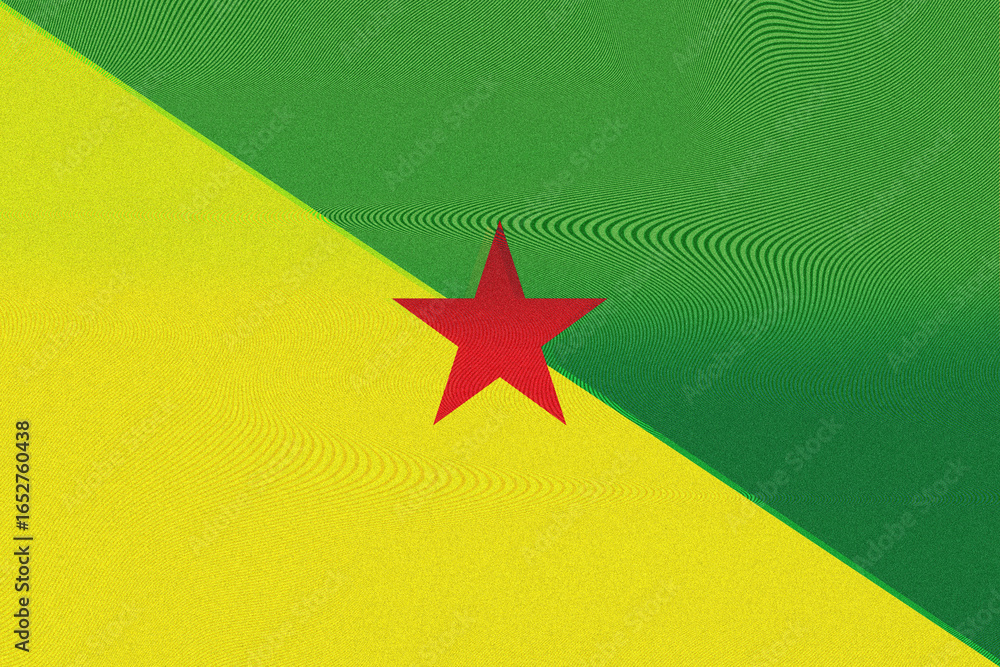 Poster an abstract representation of the flag for french guiana, this geometric image features a bright yel