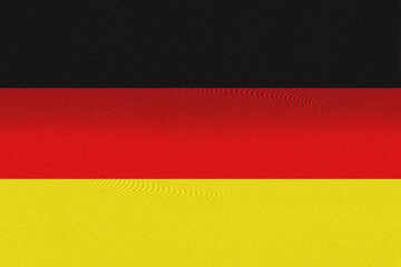 A digital rendering presents the Germany flag with textural detail, featuring a horizontal tricolor...