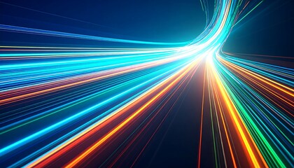 Abstract vibrant light trails swirling outwards