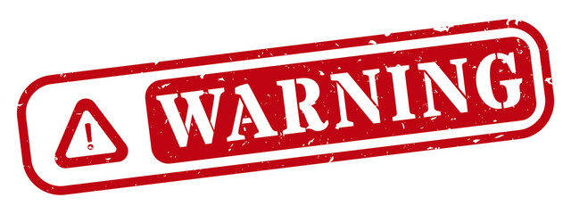 Warning icon red rubber stamp rectangle grunge texture
