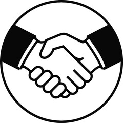 Handshake Silhouette in Circle Frame for Business Agreement and Deal