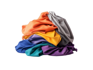 Vibrant pile of soft fabric swatches in assorted colors, perfect for textile design inspiration