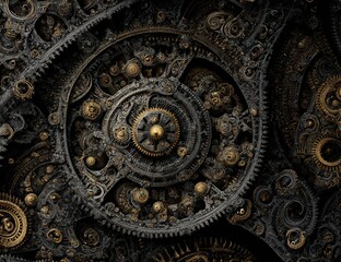 Obraz premium Intricate Golden And Dark Gears Design