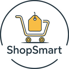 Obraz premium Shop Smart Logo with Price Tag in Shopping Cart for Retail Promotion