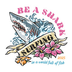 Embrace your adventure with shark surfing spirit