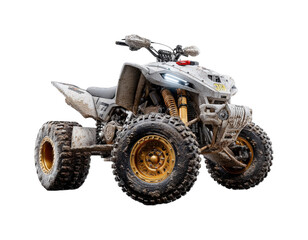 Thrilling atv adventure off-road trails vehicle muddy terrain action isolated on transparent background, png