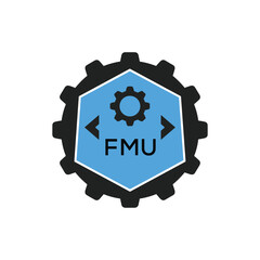 FMU Industrial Gear Logo Design – Engineering, Mechanical, and Construction Branding Icon. FMU Letter Logo.
