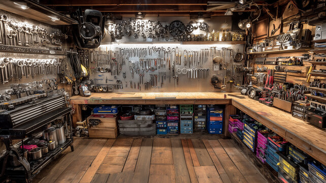 Well-equipped workshop with tools and storage