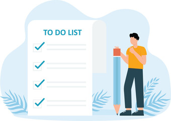 Man and woman planning andTask at business checklist concept

