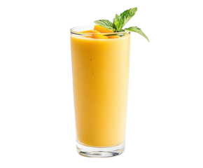 Refreshing mango lassi smoothie with fresh mint garnish perfect for summer refreshment and healthy lifestyle