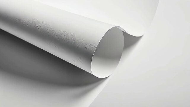 Abstract white paper roll animation loop suitable for backgrounds and presentations