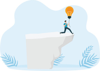 Businessman standing on mountain and looking him success concept
