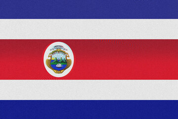 A textured representation of the national flag of Costa Rica, featuring horizontal bands of blue,...