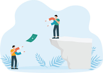 Business man and woman holding a big magnet and attracting money. Investment attraction concept,
