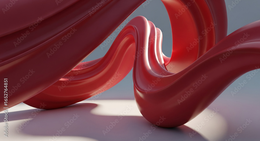 Poster abstract red forms create a dynamic, flowing composition, suggesting movement and energy, ideal for 