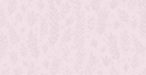 Botanical, spring inspired pattern in pastel tones, hand drawn vector background