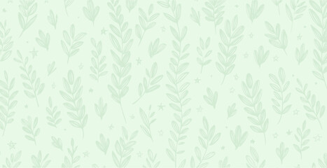 Botanical, spring inspired pattern in pastel tones, hand drawn vector background