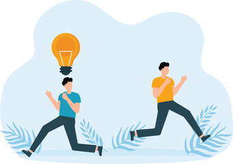 Businessman running with Think different business direct concept to success concept
