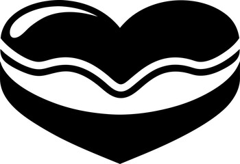 Heart Shaped Cake Icon Silhouette Vector Illustration
