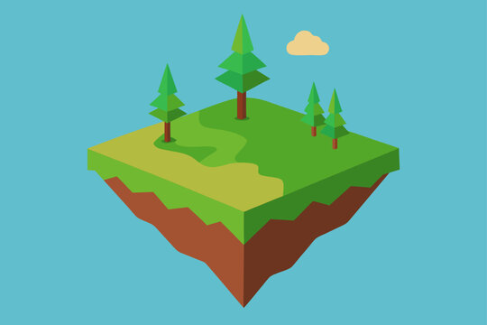  isolated miniature forest on a floating soil islan