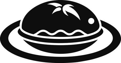 Pie on Plate Icon Silhouette Vector Illustration Black