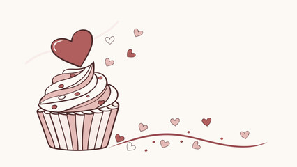 Valentine cupcake with heart topping silhouette.