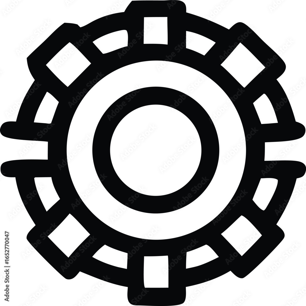 Aufkleber abstract geometric circular emblem with radiating spokes and square elements symbolizing power and u