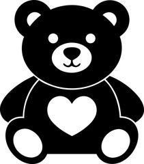 Obraz premium Teddy Bear with Heart Icon Silhouette Vector Illustration