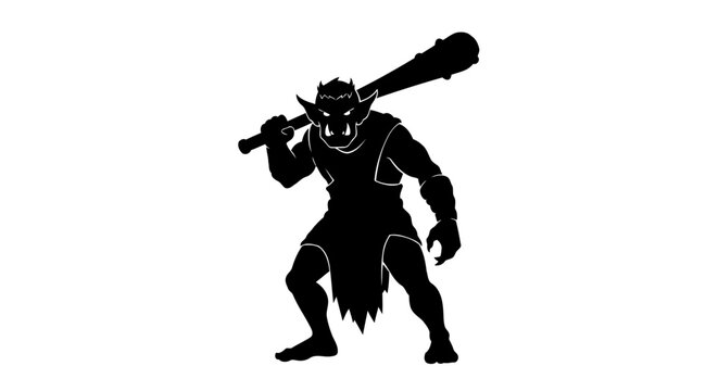 powerful orc silhouette transparent background png for game design