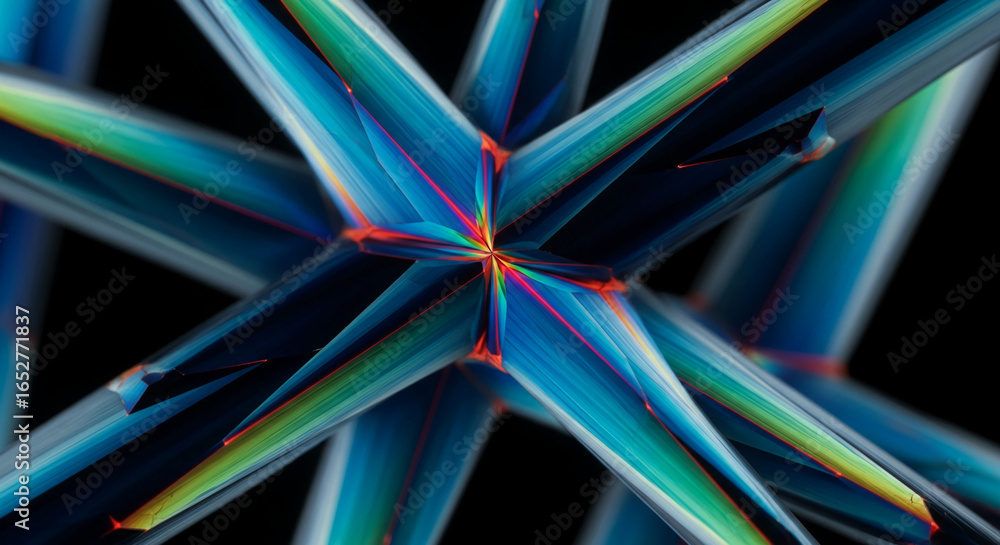 Aufkleber abstract image of vibrant blue, green, and red lines intersecting, creating a starburst pattern on b