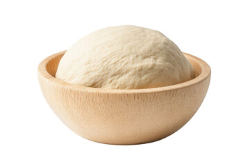 Fresh, fluffy dough rising in a natural wood bowl, perfect for baking homemade bread and pastries.