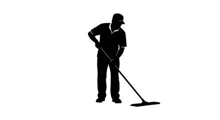 Naklejka premium transparent background janitor silhouette isolated cleaning vector for websites