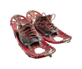 Winter sports event snowshoeing adventure mountain trails fun isolated on transparent background, png