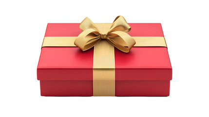 Obraz premium Elegant Red Gift Box with Golden Ribbon and Bow for Special Occasions on Transparent Background